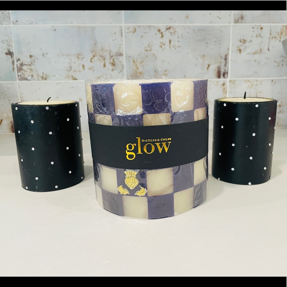 New Mackenzie Childs Candles - THREE CANDLES